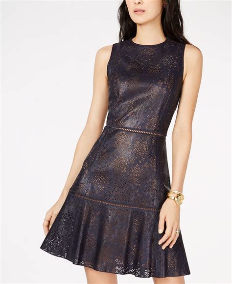 michael michael kors floral-lasercut faux-leather dress|Michael Michael Kors Women's Floral.